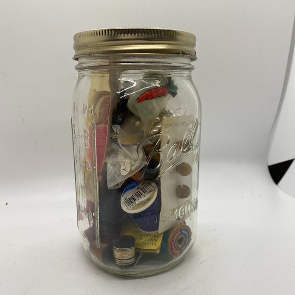 VINTAGE Lot of Sewing notions Buttons Thread Pins